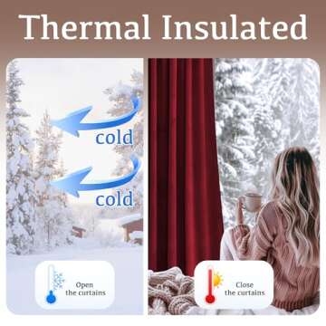 StangH Red Velvet Curtains Thermal Insulation for Home Decor