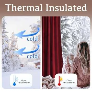 StangH Red Velvet Curtains Thermal Insulation for Home Decor