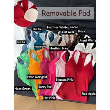 Danysu V Neck Racerback Tank Top for Women with Built in Bra Ribbed Long Tank Fitted Basic Cami Tops Angel White XS