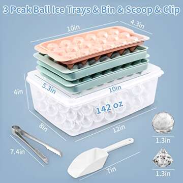 【3 Packs】Ice Cube Tray with Lid and Bin/Round Ice Cube Trays for Freezer/Circle Ice Cube Tray/Ro...