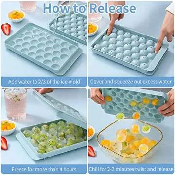 【3 Packs】Ice Cube Tray with Lid and Bin/Round Ice Cube Trays for Freezer/Circle Ice Cube Tray/Round Ice Cube Mold Making 84x1.3 IN Ice Balls Fast Chilling Cocktail Whiskey Tea Coffee Ice Trays