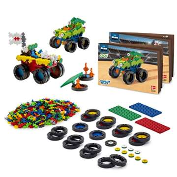 PLUS PLUS - GO! Monster Trucks - 600 Pieces - Model Vehicle Building Stem/Steam Toy, Interlocking Mi...