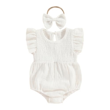 Adorable Baby Girl Romper with Matching Headband for Summer