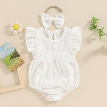 Cute Newborn Baby Girl Romper and Headband Set