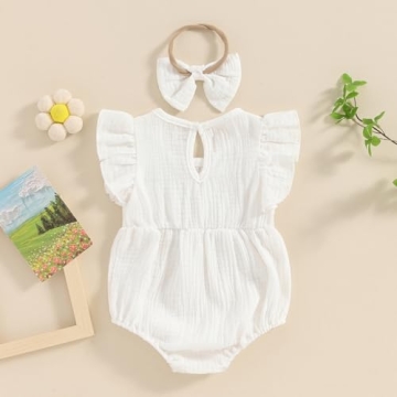 Cute Newborn Baby Girl Romper and Headband Set