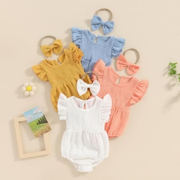 Cute Newborn Baby Girl Romper and Headband Set