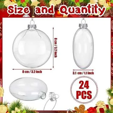 Liliful 24 Pcs Christmas Clear Glass Ornaments Fillable Flat Ball 3.15 Inch for Crafts DIY Ornaments Craft Fillable Glass Ornament Balls Disc Glass Bulbs for Christmas Tree Party Wedding Home Decor