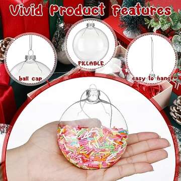 Liliful 24 Pcs Christmas Clear Glass Ornaments Fillable Flat Ball 3.15 Inch for Crafts DIY Ornaments Craft Fillable Glass Ornament Balls Disc Glass Bulbs for Christmas Tree Party Wedding Home Decor