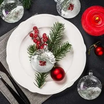 Liliful 24 Pcs Christmas Clear Glass Ornaments Fillable Flat Ball 3.15 Inch for Crafts DIY Ornaments Craft Fillable Glass Ornament Balls Disc Glass Bulbs for Christmas Tree Party Wedding Home Decor