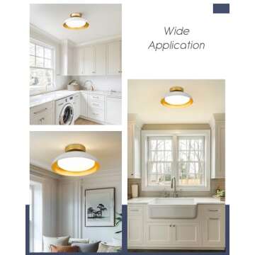 kudos Flush Mount Ceiling Light, 12-inch LED Ceiling Light Fixture, White and Gold Finish, 12W 1200lm Light Fixtures Ceiling Mount for Bedroom, Hallway, 3CCT Adjustable, KDCL01-WT