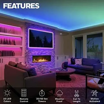 Honeywell 16.4ft Indoor LED Strip Light - Color Changing RGB, Motion Activated with Remote Control -...