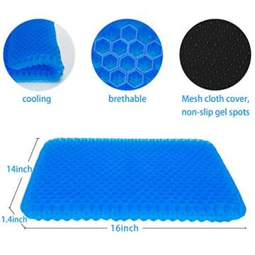 Gel Seat Cushion, Office Chair Seat Cushion with Non-Slip Cover Breathable Honeycomb Pain Relief Sci...