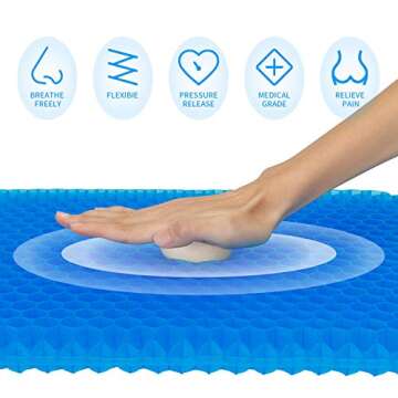 Gel Seat Cushion, Office Chair Seat Cushion with Non-Slip Cover Breathable Honeycomb Pain Relief Sciatica Egg Crate Cushion for Office Chair Car Wheelchair