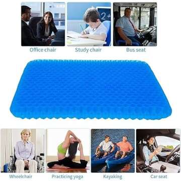 Gel Seat Cushion, Office Chair Seat Cushion with Non-Slip Cover Breathable Honeycomb Pain Relief Sciatica Egg Crate Cushion for Office Chair Car Wheelchair