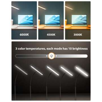 Desk Lamp [3 Color & 10 Brightness] 160 LEDs Dimmable Desk Lamp Home Office USB Lamp with Clamp, Eye...