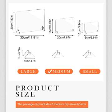 3 Pack Acrylic Dry Erase Board and Marker Glass Alternative Clear Memo Tablet Desktop Display Framel...