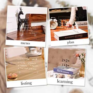 3 Pack Acrylic Dry Erase Board and Marker Glass Alternative Clear Memo Tablet Desktop Display Frameless Small Writing Whiteboard with Stand for School Office Home(5.91 x 7.87 Inch)