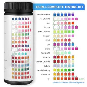 FUNESS 16-in-1 Water Testing Kits for Drinking Water Test Strip Home Water Test Strips 150 Strips Wa...