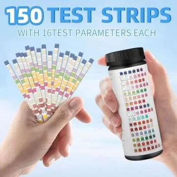 FUNESS 16-in-1 Water Testing Kits for Drinking Water Test Strip Home Water Test Strips 150 Strips Water Test for Hardness, pH, Chlorine, Lead, Iron, Copper, Nitrate, Fluoride, etc.