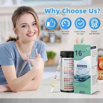 FUNESS 16-in-1 Water Testing Kits for Drinking Water Test Strip Home Water Test Strips 150 Strips Water Test for Hardness, pH, Chlorine, Lead, Iron, Copper, Nitrate, Fluoride, etc.