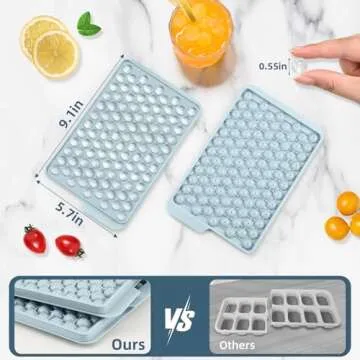 WIBIMEN Mini Ice Cube Trays, Small Tiny Round Pebble Crushed Nugget Ice Trays for Freezer with Lid - Chilling Drinks Coffee Juice(1 Pack/0.55In - Blue)
