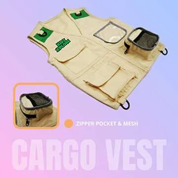 Kidz Xplore Outdoor Adventure Kit for Young Kids - Cargo Vest and Hat Set Backyard Explorer Safari Costume and Dress Up for Park Ranger, Paleontologist, Zoo Keeper Kid and Scavenger Hunt (brown)