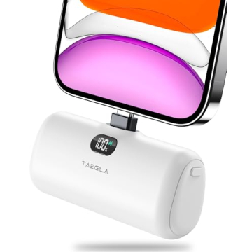 Taegila Portable Phone Charger for iPhone, 5000mAh Small Power Bank MFi Certified Built in Cable LCD...