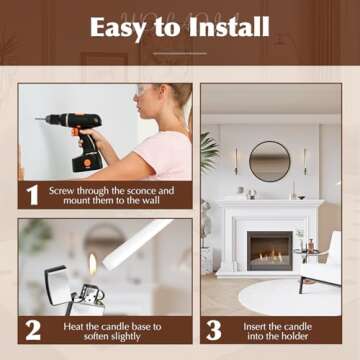 Metal Wall Candle Sconce Holder Set of 2 Wall Mount Candle Holder Pillar Holder Black Modern Wall Candle Sconces Hanging for Living Room Farmhouse Fireplace Wedding