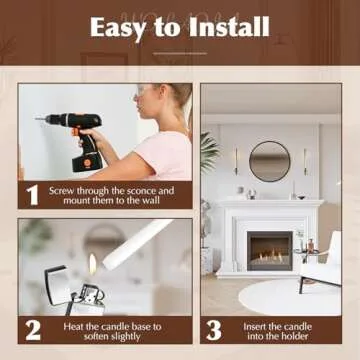 Metal Wall Candle Sconce Holder Set of 2 Wall Mount Candle Holder Pillar Holder Black Modern Wall Candle Sconces Hanging for Living Room Farmhouse Fireplace Wedding