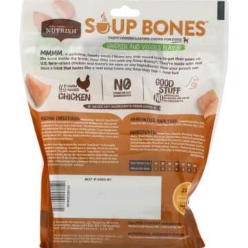 Rachael Ray Nutrish Soup Bones Dog Treats, Chicken & Veggies Flavor, 6 Bones