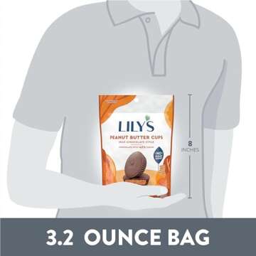 LILY'S Milk Chocolate Style Peanut Butter Cups No Sugar Added, Sweets Bag, 3.2 oz