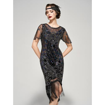 SWEETV Great Gatsby Flapper Dress for Women - Elegant 1920s Fashion