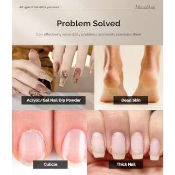 MelodySusie Cordless Electric Nail Drill Machine 11 in 1 Kit,PC180F 25000RPM Portable Rechargeable N...