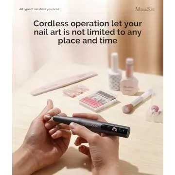 MelodySusie Cordless Electric Nail Drill Machine 11 in 1 Kit,PC180F 25000RPM Portable Rechargeable Nail Efile Set for Acrylic Gel Dip Powder Nails, 25 Speeds Manicure Pedicure Polishing Shape Tools