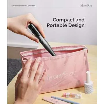 MelodySusie Cordless Electric Nail Drill Machine 11 in 1 Kit,PC180F 25000RPM Portable Rechargeable Nail Efile Set for Acrylic Gel Dip Powder Nails, 25 Speeds Manicure Pedicure Polishing Shape Tools