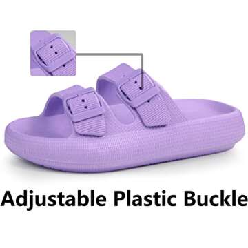 Weweya Slippers For Women Pillow Slippers Cushioned Slides Sandals Non-slip Shower Shoes Purple Women Size 7 7.5