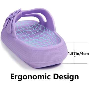 Weweya Slippers For Women Pillow Slippers Cushioned Slides Sandals Non-slip Shower Shoes Purple Women Size 7 7.5