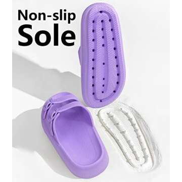 Weweya Slippers For Women Pillow Slippers Cushioned Slides Sandals Non-slip Shower Shoes Purple Women Size 7 7.5