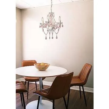 Atop Lighting Decor Pink Chandelier Small White Chandelier Mini Acrylic Chandelier Crystals 4 Light ...