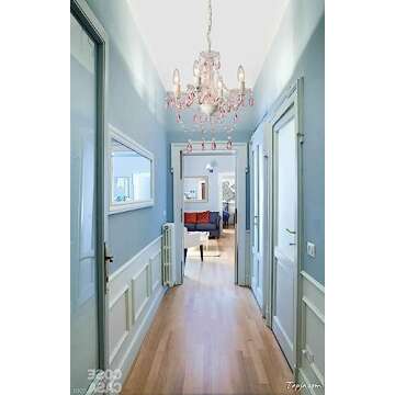 Atop Lighting Decor Pink Chandelier Small White Chandelier Mini Acrylic Chandelier Crystals 4 Light Chandelier for Bedroom