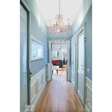 Atop Lighting Decor Pink Chandelier Small White Chandelier Mini Acrylic Chandelier Crystals 4 Light Chandelier for Bedroom