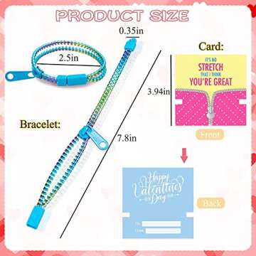 OuMuaMua 30Pcs Valentines Day Cards Gift for Kids Classroom - Valentines Cards with Fidget Zipper Bracelets Toy for Kids Valentine’s Day Classroom Exchange Valentines Party Favors