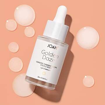 JOAH Self Tanner, Sun & Seoul Golden Daze Sunless Tanning Drops, Moisturizing Self Tanning for Face & Body, Vegan & Cruelty-Free, Light/Medium, 30ml (1.01 Fl. oz.)