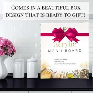 Acrylic Menu Board for Kitchen - Dry Erase Weekly Meal Planner and Grocery List for Wall - Beautiful Clear Acrylic Dry Erase Board for Wall (Liquid Chalk Marker, Eraser & Mounting Hardware Included)