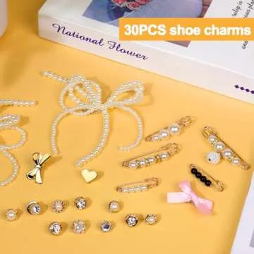 Mity rain 30PCS Shoe Charms for Sneakers - Shoe Lace Charms Contain Bows/Clips/Pins/Jewelry, Shoe Decoration Charms and Shoe Jewelry for Sneakers