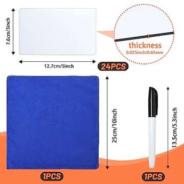 Wexpw Dry Erase Labels Stickers 24 Pack 3x5 inch Reusable Sticky Notes Min Whiteboard Label Stickers Removable Reusable Sticky Labels Post It Notes with Wipe Cloth