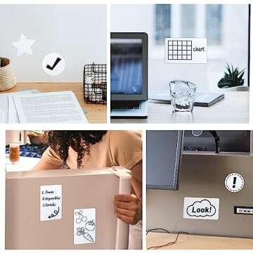 Wexpw Dry Erase Labels Stickers 24 Pack 3x5 inch Reusable Sticky Notes Min Whiteboard Label Stickers Removable Reusable Sticky Labels Post It Notes with Wipe Cloth