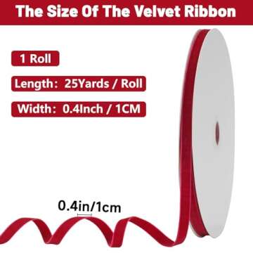 Anwyll Velvet Ribbon,3/8Inch × 25Yard Double-Sided Vintage Red Velvet Ribbon,Velvet Christmas Ribbo...