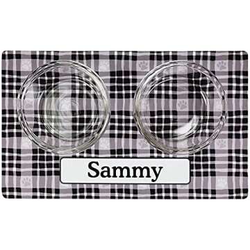 Drymate Personalized Pet Bowl Placemat, Custom Dog & Cat Food Feeding Mat - Absorbent Fabric, Waterp...