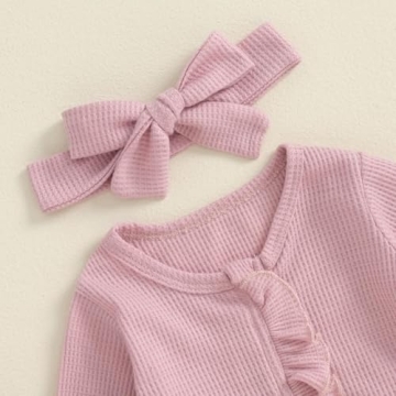 Baby Girl Footies Newborn Zipper Sleeper 2 Pack Ruffle Pajamas Romper Coming Home Outfit (Pink&Strawberry,0-3 Months)